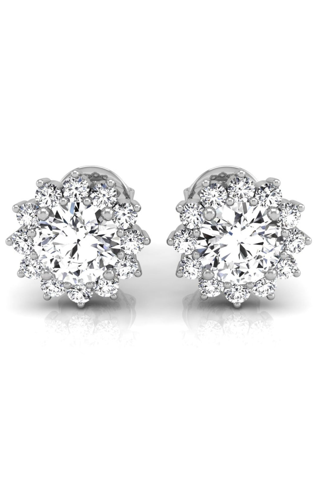 1.20 TCW Round Cut Halo Stud Moissanite Earrings