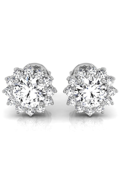 1.20 TCW Round Cut Halo Stud Moissanite Earrings
