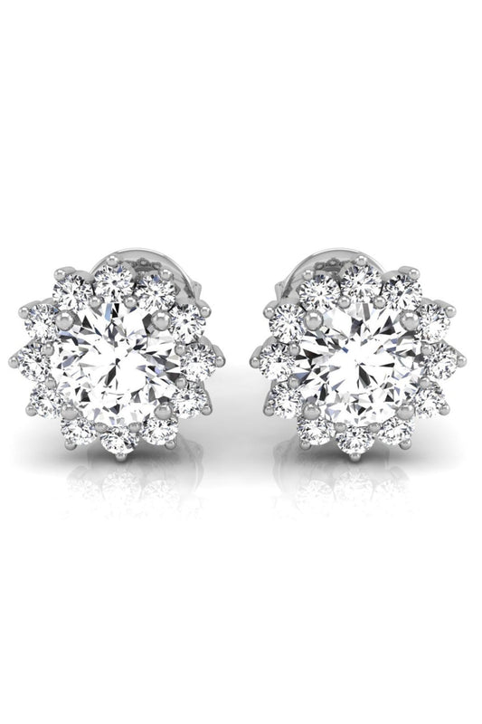 1.20 TCW Round Cut Halo Stud Moissanite Earrings