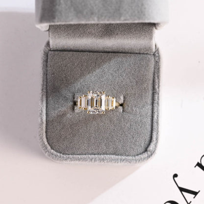 2.0 CT Emerald Cluster Moissanite Engagement Ring