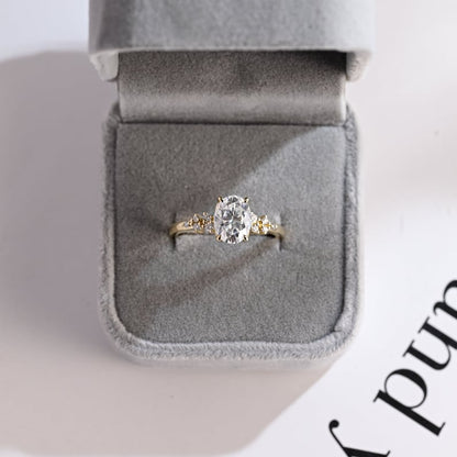 2.0 CT Oval Cluster Moissanite Engagement Ring