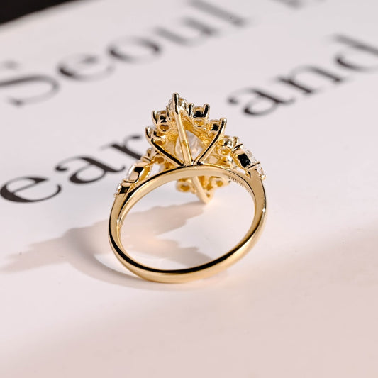 2.0 CT Marquise Pave Moissanite Engagement Ring