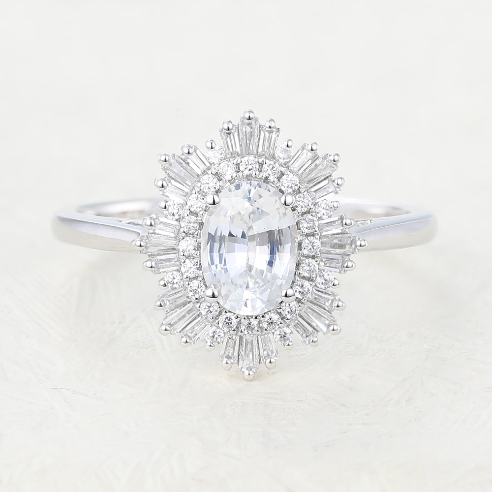 0.84 CT Round Shaped Moissanite Engagement Ring In Halo Design