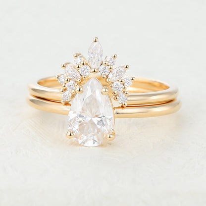 1.33 CT Pear Solitaire Moissanite Bridal Set