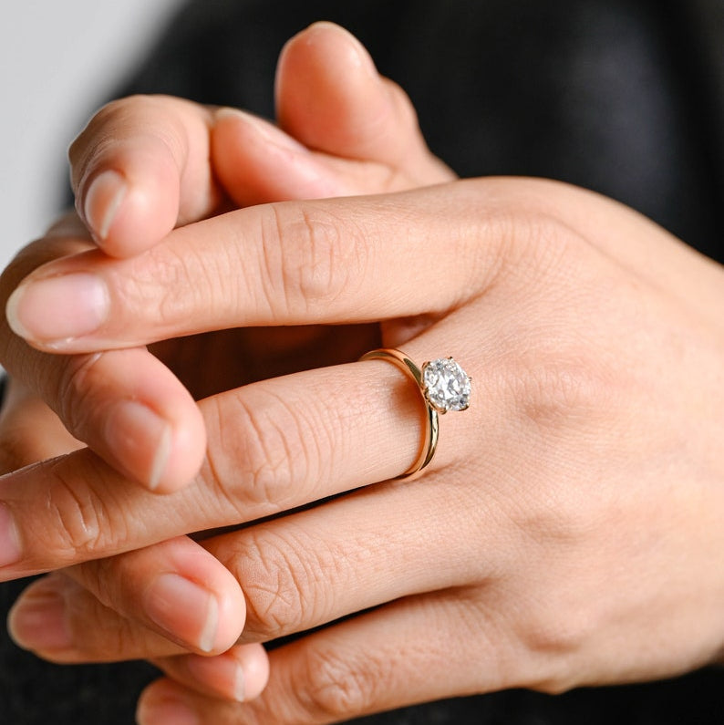 1.5 CT Round Solitaire Moissanite Engagement Ring