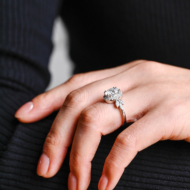 2.0 CT Oval Cluster Moissanite Engagement Ring