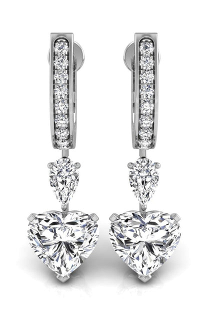 3.62 TCW Heart Cut Multi Stone Hoop Moissanite Earrings