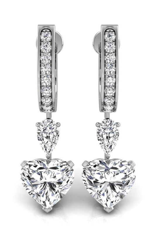 3.62 TCW Heart Cut Multi Stone Hoop Moissanite Earrings