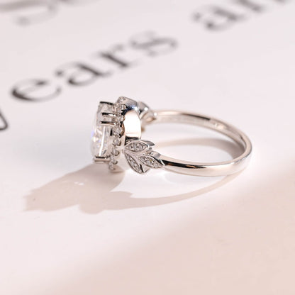 2.0 CT Oval Cluster Moissanite Engagement Ring
