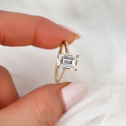 2.6 CT Emerald Pave Moissanite Engagement Ring