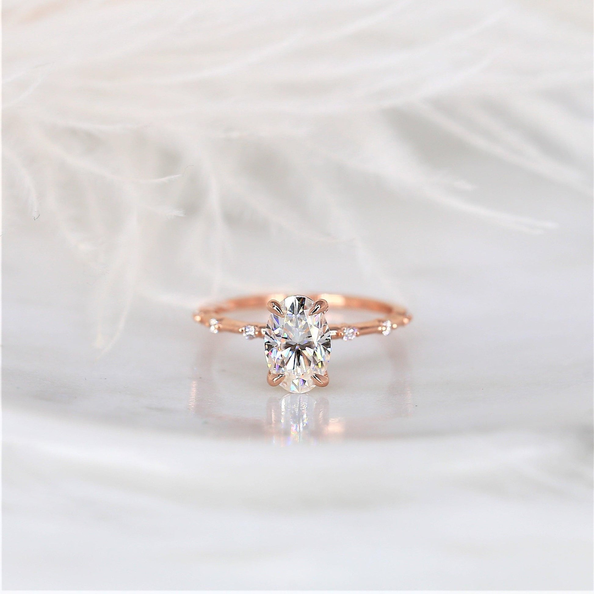 2 CT Oval Dainty Pave Moissanite Engagement Ring