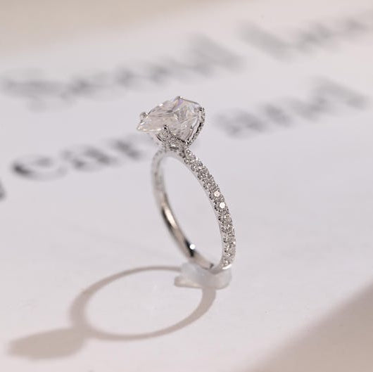 2.0 CT Pear Pave Moissanite Engagement Ring