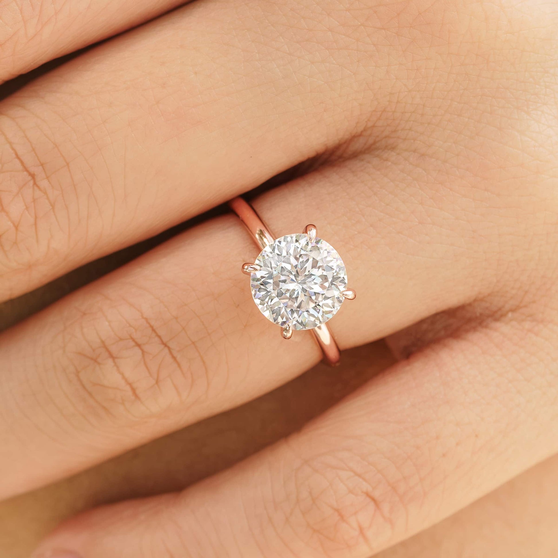 3 CT Round Hidden Halo Moissanite Engagement Ring