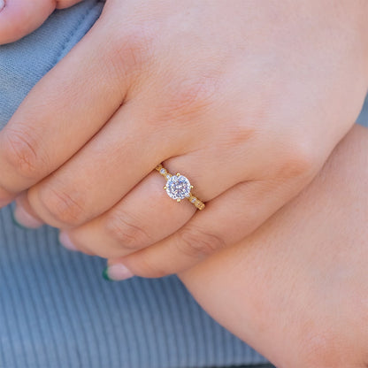 1.8 CT Round Pave Moissanite Engagement Ring