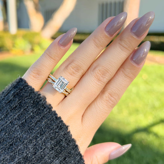 3 CT Emerald Pave Moissanite Engagement Ring
