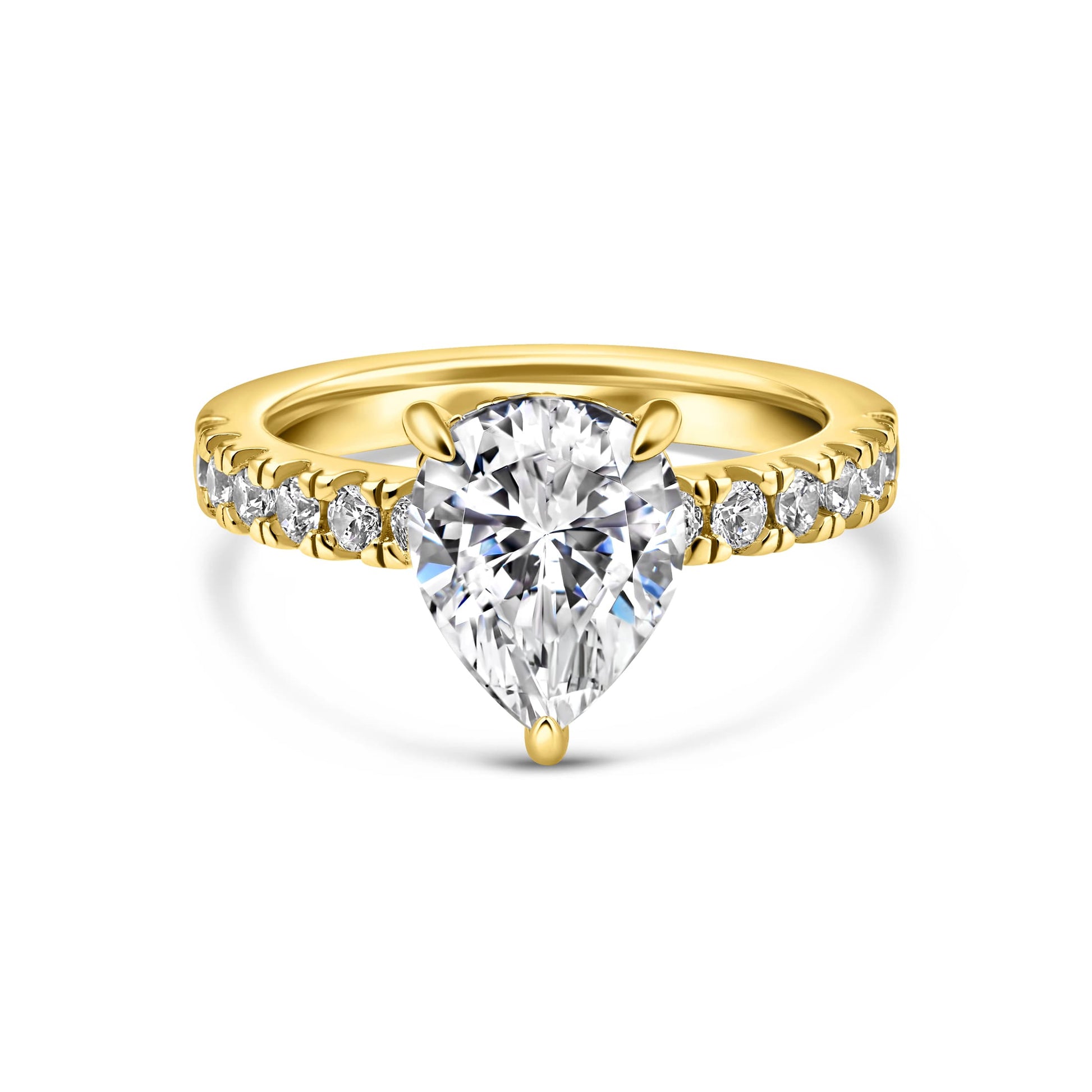 0.75 CT Pear Pave Moissanite Engagement Ring