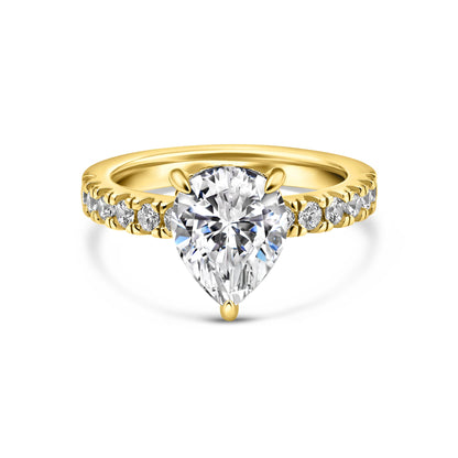 0.75 CT Pear Pave Moissanite Engagement Ring