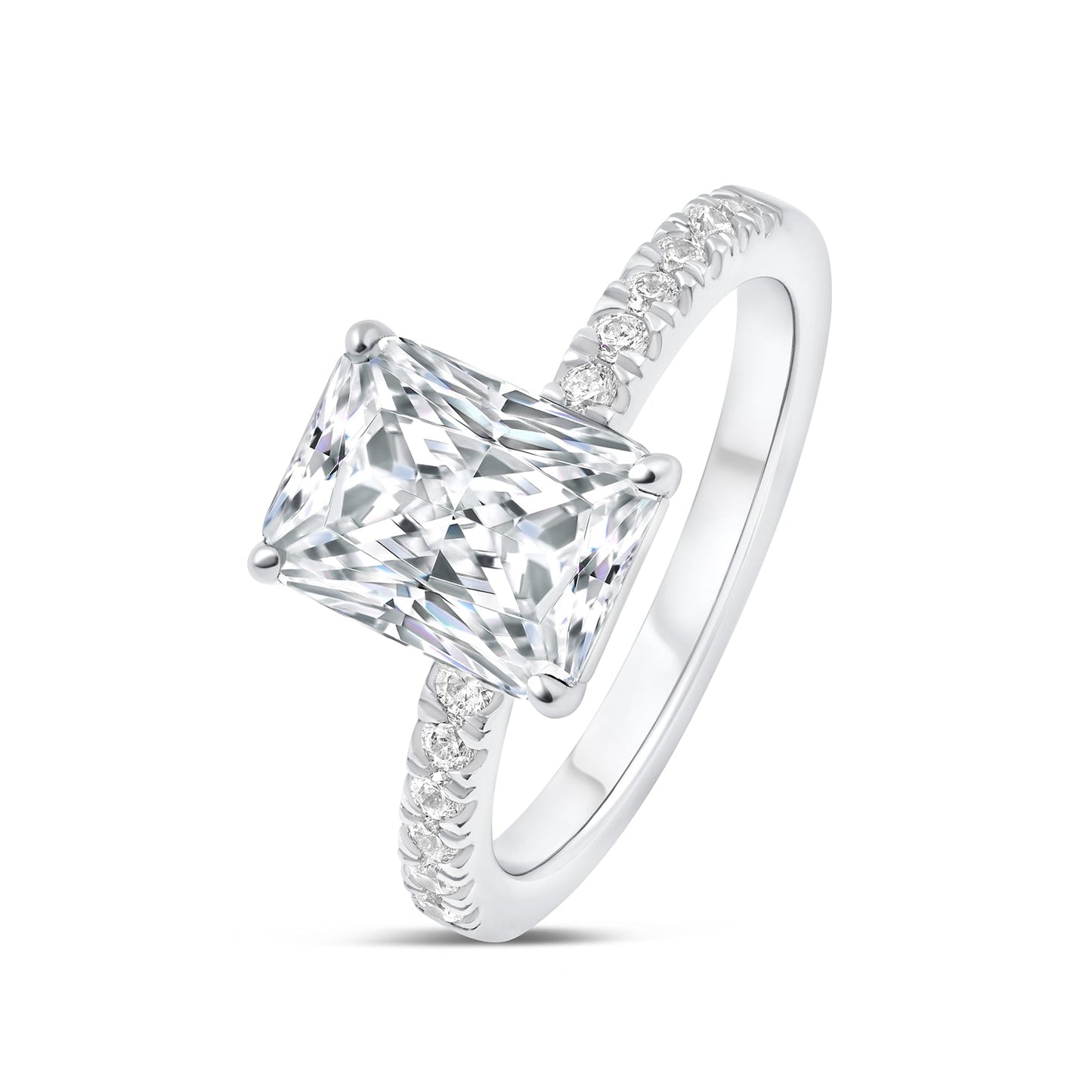 3 CT Radiant Pave Moissanite Engagement Ring