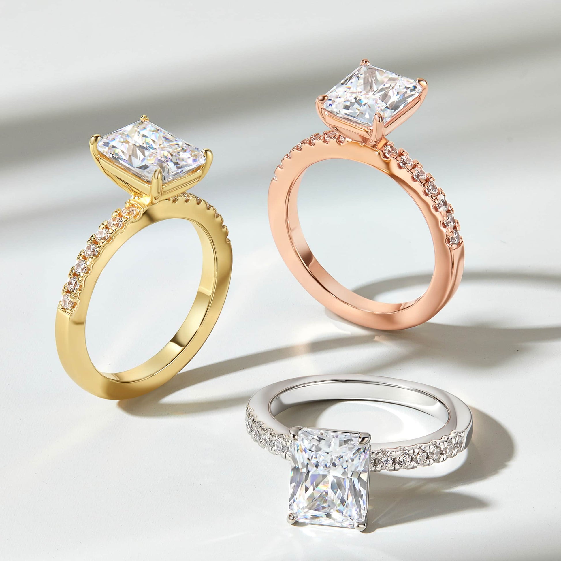 3 CT Radiant Pave Moissanite Engagement Ring