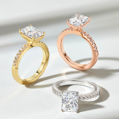 3 CT Radiant Pave Moissanite Engagement Ring
