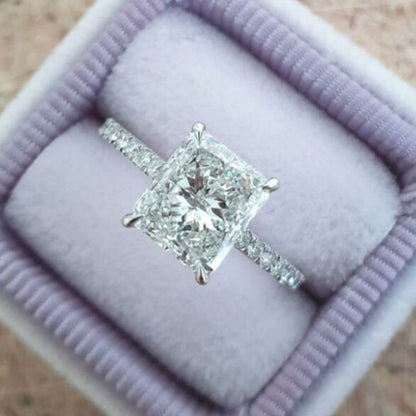 1.67 CT Radiant Pave Moissanite Engagement Ring