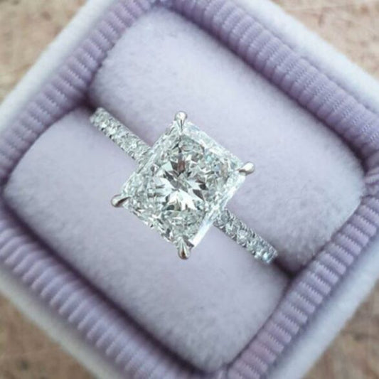 1.67 CT Radiant Pave Moissanite Engagement Ring