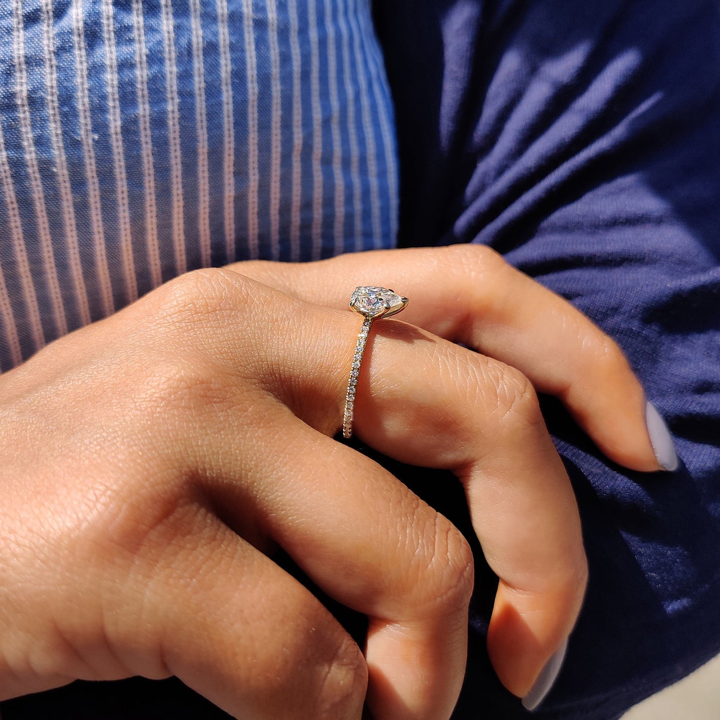 1 CT Pear Pave Moissanite Engagement Ring