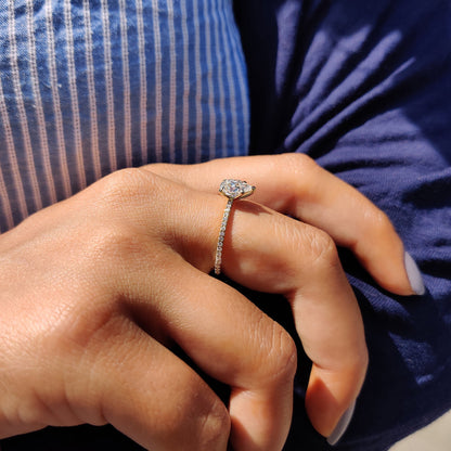 1 CT Pear Pave Moissanite Engagement Ring
