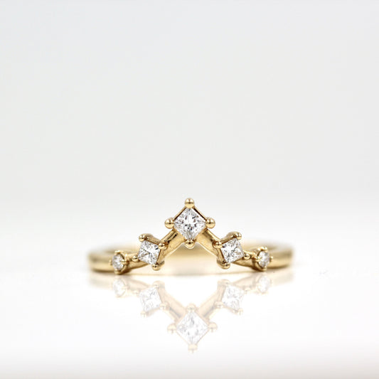 0.22 TCW Princess & Round Curved Moissanite Wedding Band