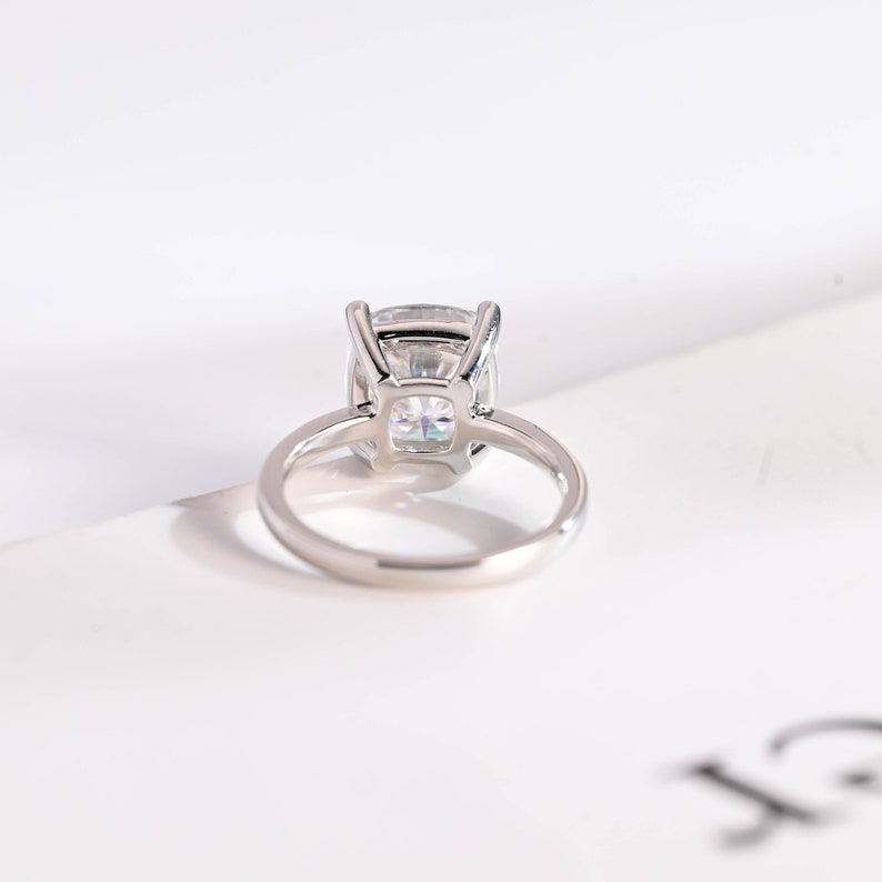 2.0 CT Cushion Solitaire Moissanite Engagement Ring