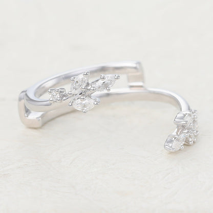 0.26 TCW Marquise & Round Twig Style Moissanite Wedding Band