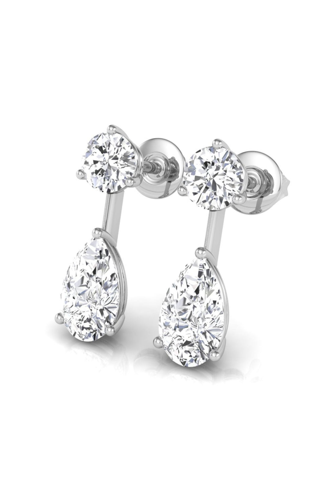 1.83 TCW Pear & Round Cut Stud Moissanite Earrings