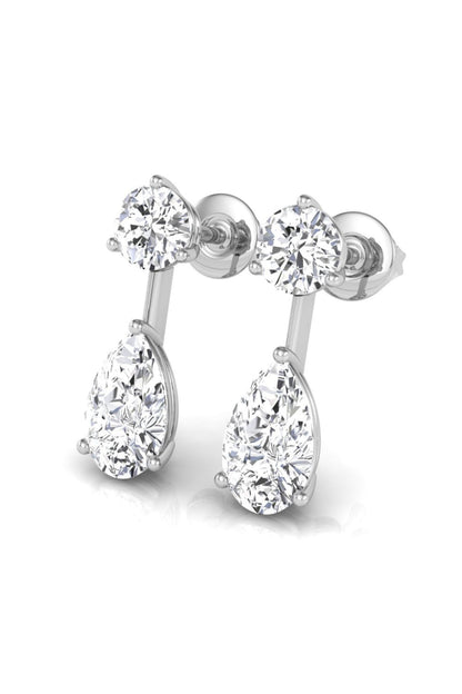 1.83 TCW Pear & Round Cut Stud Moissanite Earrings