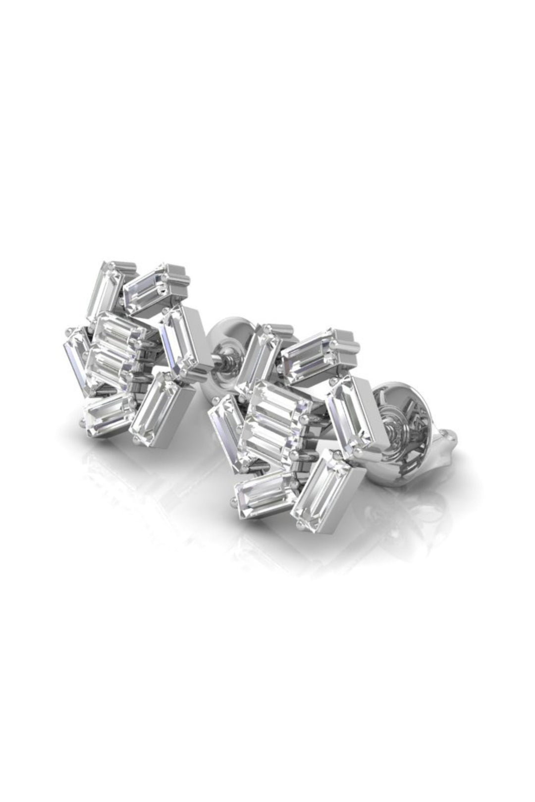 0.65 TCW Baguette Cut Stud Moissanite Earrings