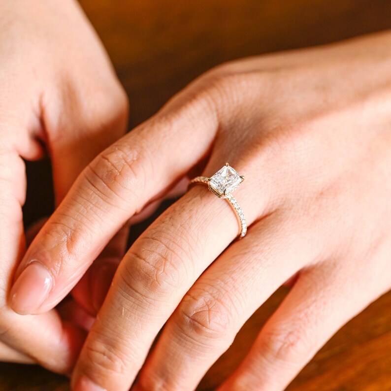 2.0 CT Radiant Pave Moissanite Engagement Ring