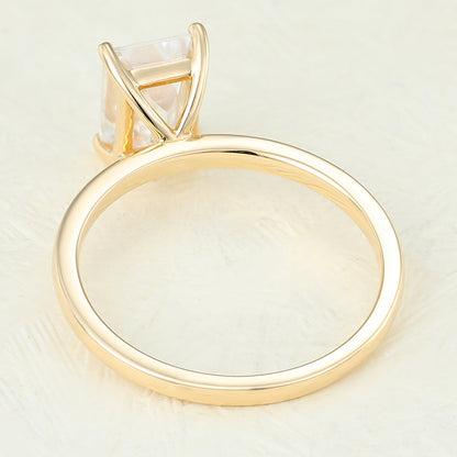 1.6 CT Emerald Shaped Moissanite Engagement Ring In Solitaire Design