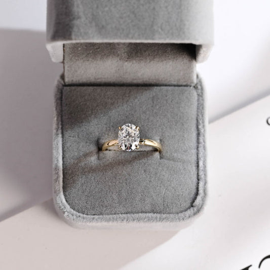 2.0 CT Oval Hidden Halo Moissanite Engagement Ring