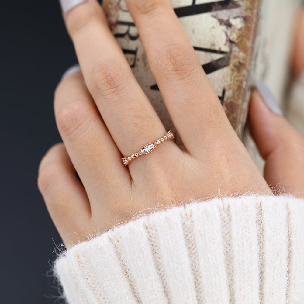 0.17 TCW Round Milgrain & Eternity Moissanite Wedding Band