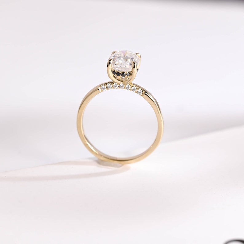 2.0 CT Oval Hidden Halo Moissanite Engagement Ring