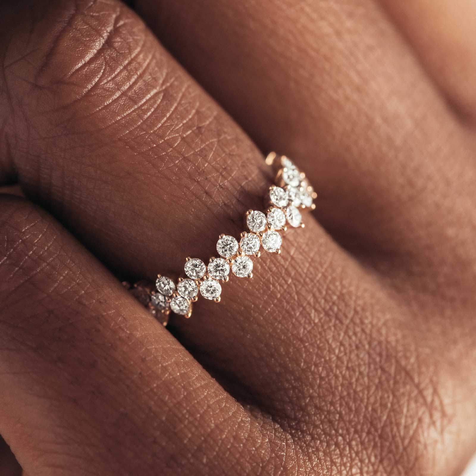 1.2 TCW Round Cluster Moissanite Wedding Band