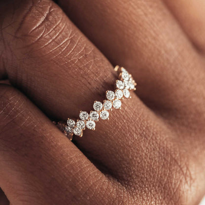 1.2 TCW Round Cluster Moissanite Wedding Band