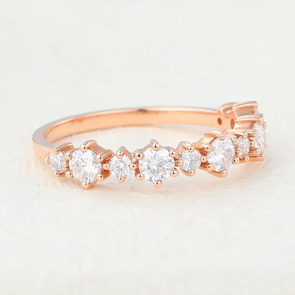 0.7 TCW Round Half Eternity Moissanite Wedding Band