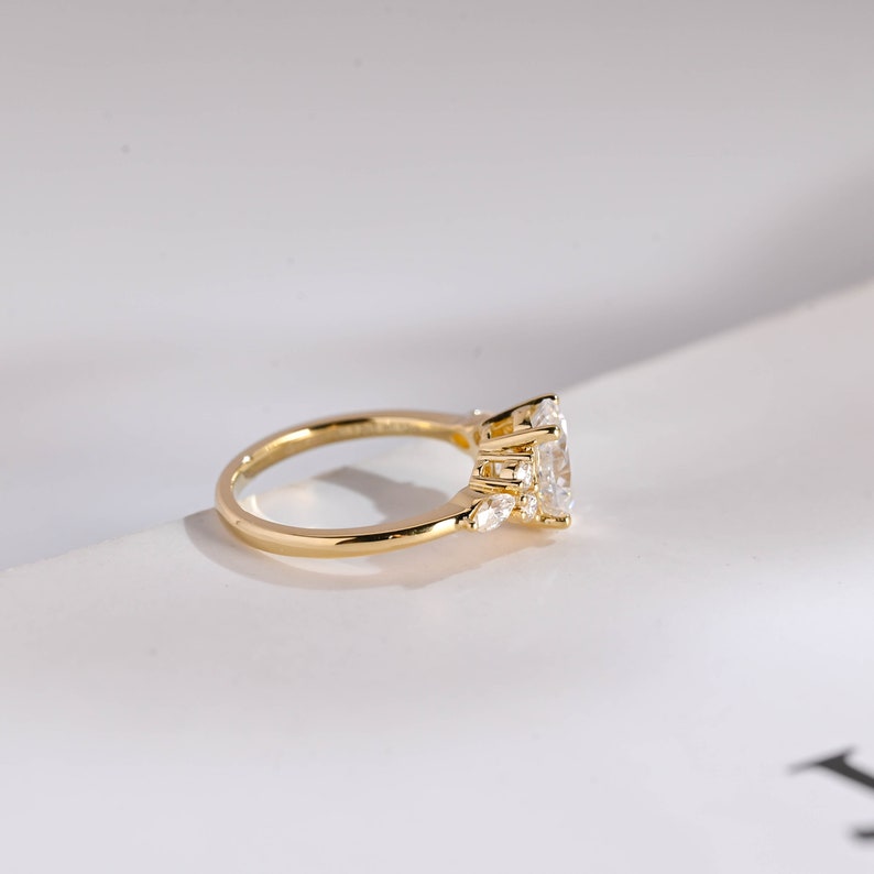 2.0 CT Oval Cluster Moissanite Engagement Ring