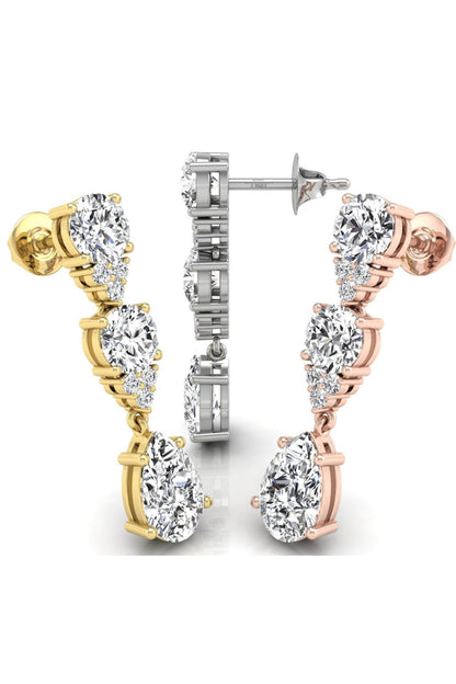 5 TCW Pear Cut Drop Moissanite Earrings