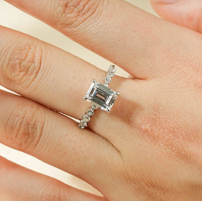 2.0 CT Emerald Pave Moissanite Engagement Ring
