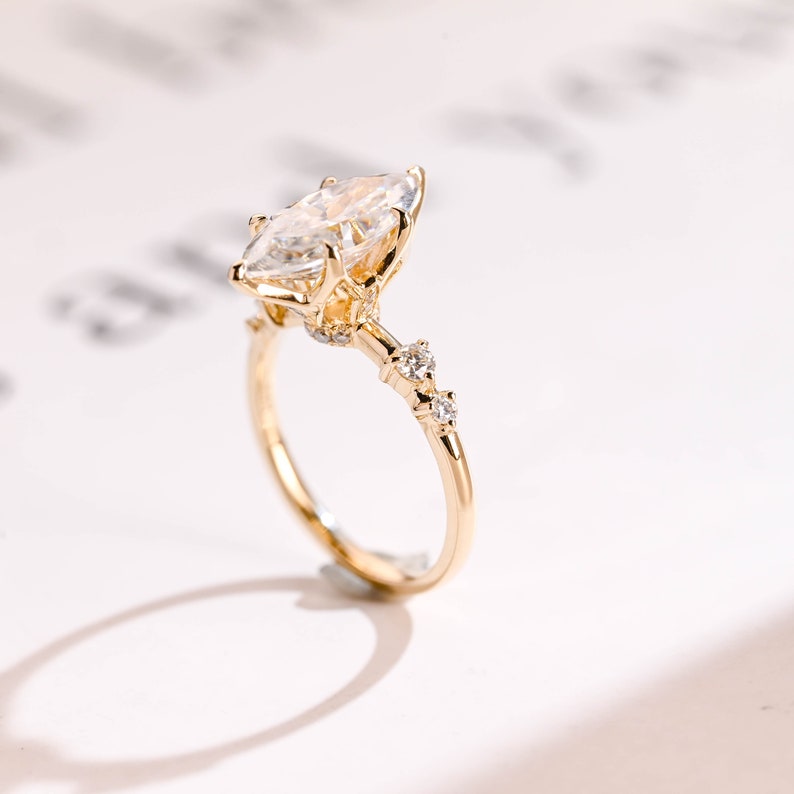 2.0 CT Marquise Pave Moissanite Engagement Ring