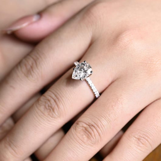 2.0 CT Pear Pave Moissanite Engagement Ring
