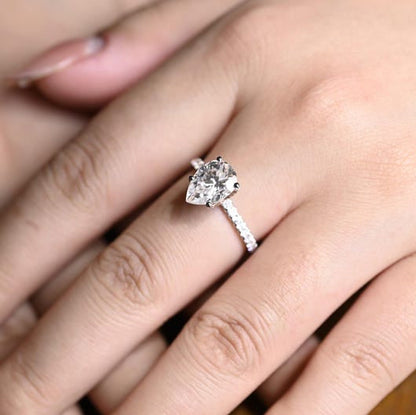 2.0 CT Pear Pave Moissanite Engagement Ring