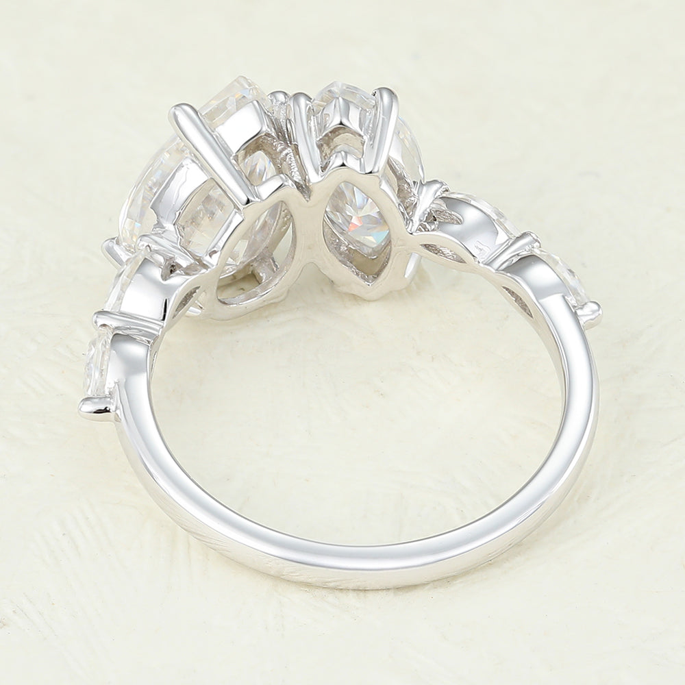 2.83 CT Pear & Marquise Shaped Moissanite Ring In Two Stone Design