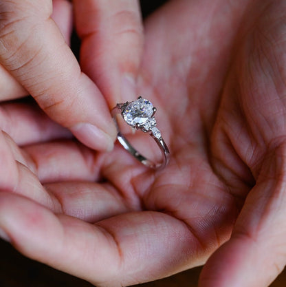 2.0 CT Oval Cluster Moissanite Engagement Ring